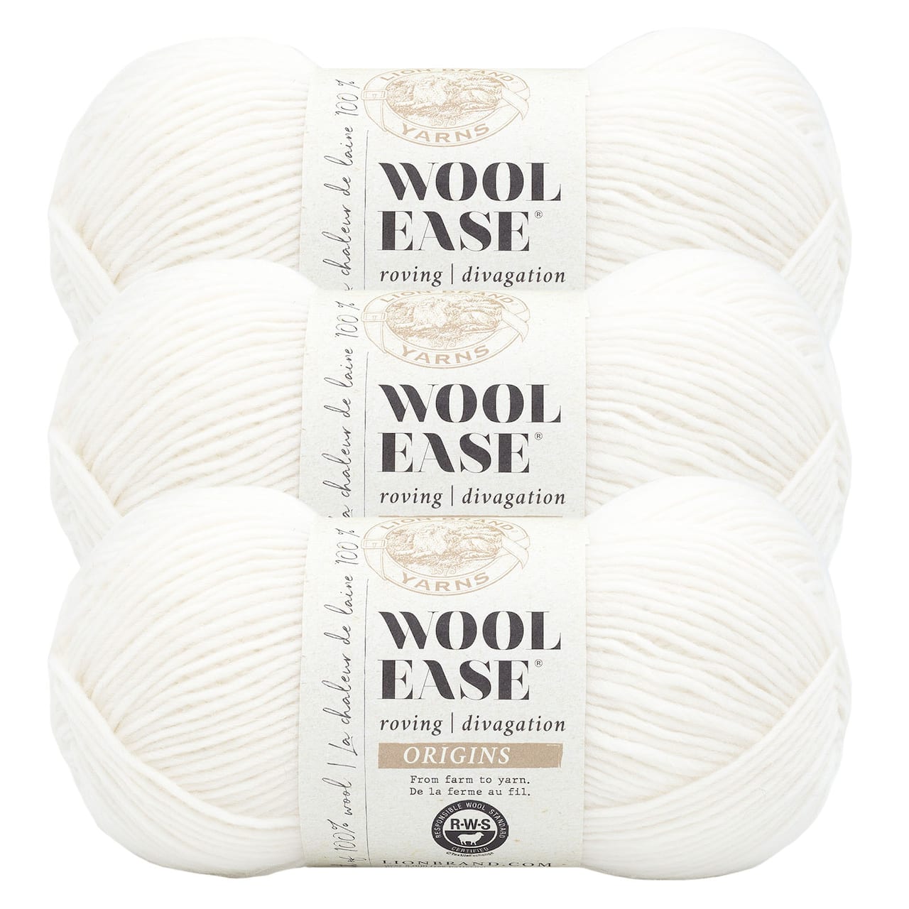 3 Pack Lion Brand® Wool-Ease® Roving Origins Yarn